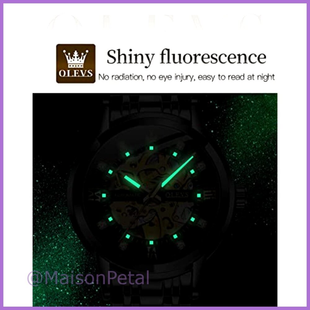 Gold Skeleton Watch Automatic Mechanical Self Win… - image 5